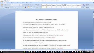 053 Best SQL Server Practice Security