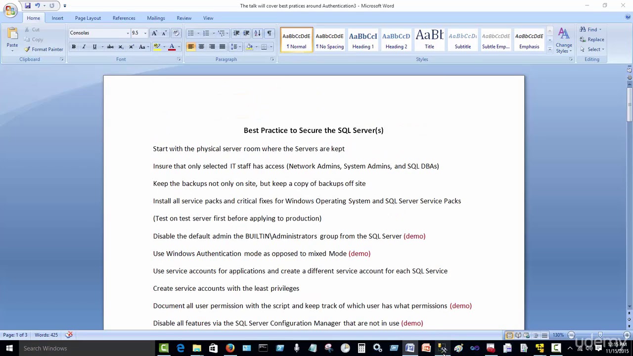053 Best SQL Server Practice Security