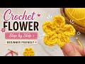 Crochet Flower Tutorial 🌸 | Step by Step for Beginners | Easy 5 Petal Flower  #crochet #malayalam 