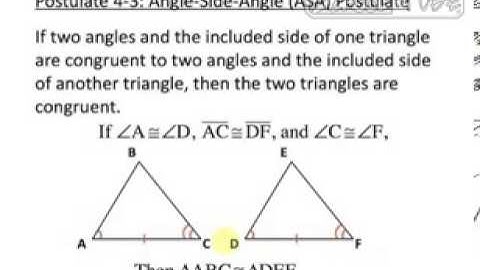4 3 Triangle Congruence with ASA and AAS Video 1