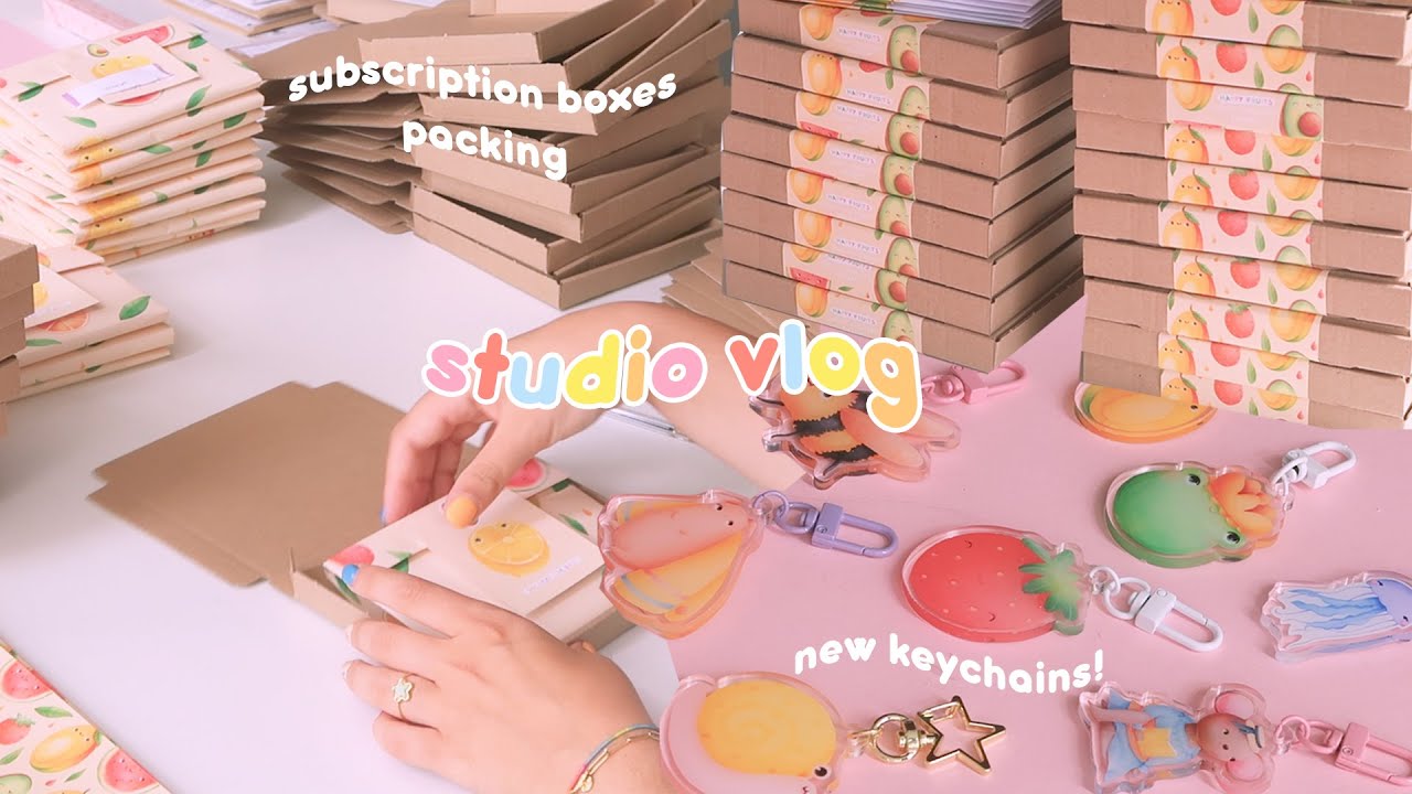 studio vlog 🌸 new keychains, pack subscription boxes with me, printer talk YouTube
