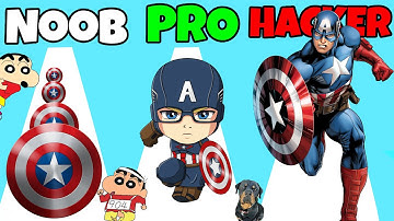 NOOB VS PRO VS HACKER VS GOD IN MASHUP HERO RUN  SHINCHAN & CHOP