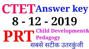 CTET-2019 Answer Key | Paper-01 | Child Development & Pedagogy |...