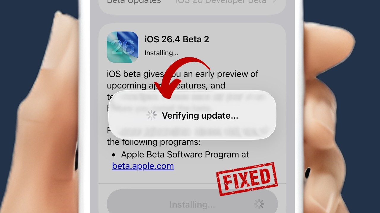 FIX: iOS 26.4 Beta 2 Stuck on Verifying Update - YouTube