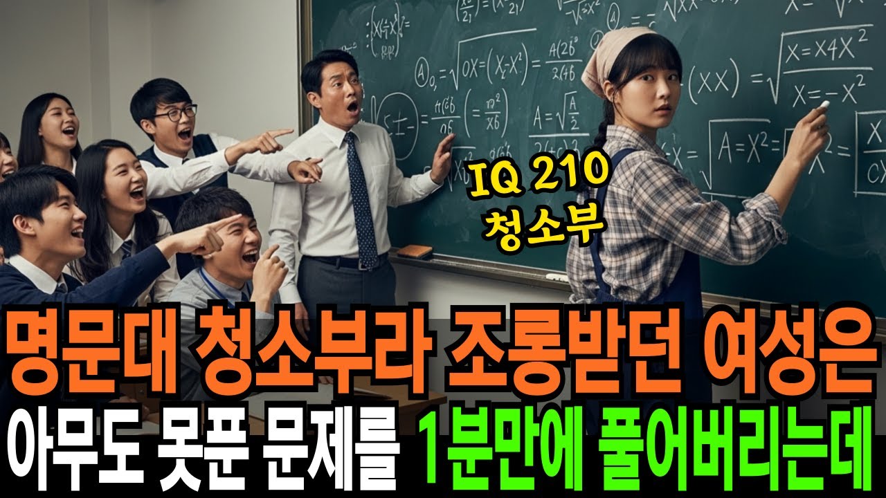 명문대 청소부라 조롱받던 여성은, 아무도 풀지못했던 교수님이 낸 문제를 단 1분만에 풀어버렸습니다 | 반전사연 | 오디오북