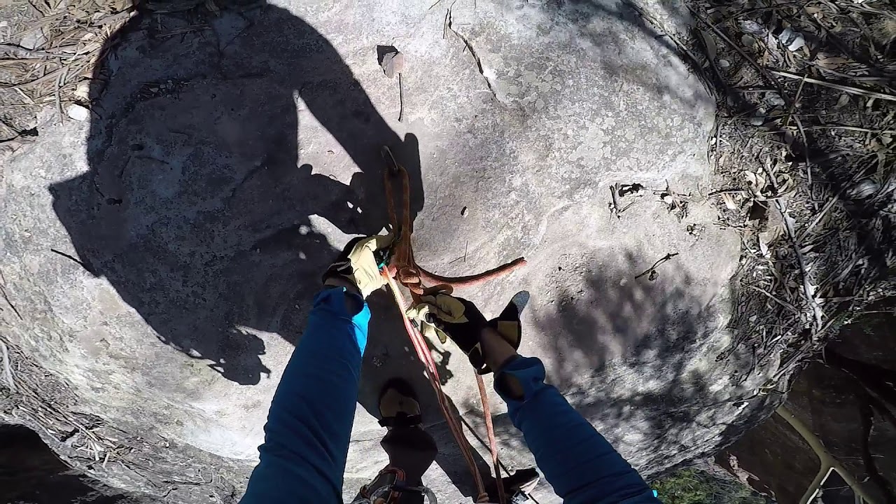 Abseiling with extended rappel device and prusik YouTube
