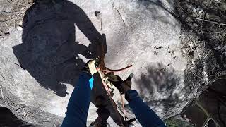 Abseiling with extended rappel device and prusik