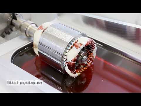 Impregnation | Roll Dip impregnation of stator with ELANTAS impregnation resin