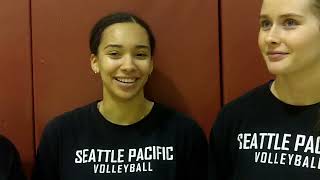 SPU VOLLEYBALL: Sarah Day, Brianna Ingram, and Erin Smith (Nov. 14, 2023)
