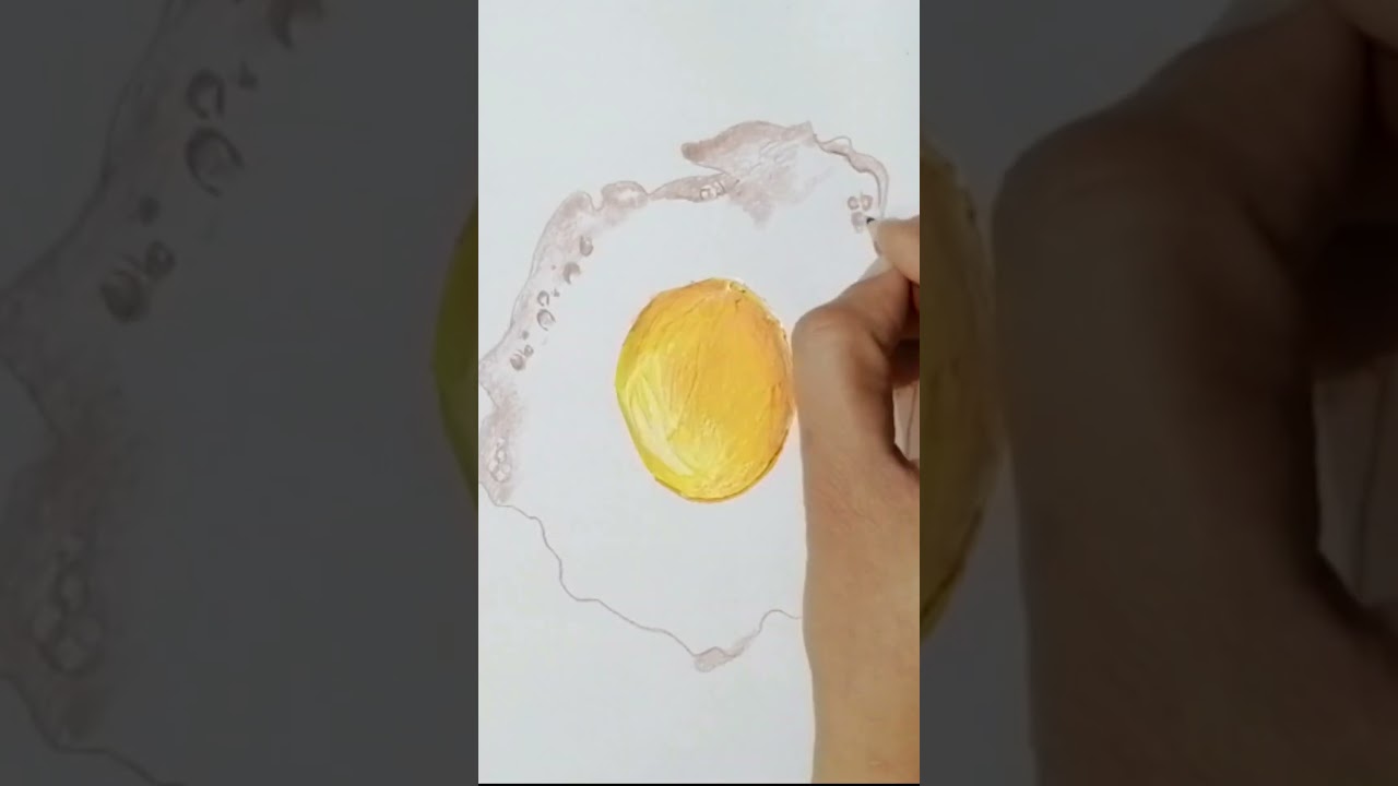 Drawing of a fried egg - How to draw 3D Art