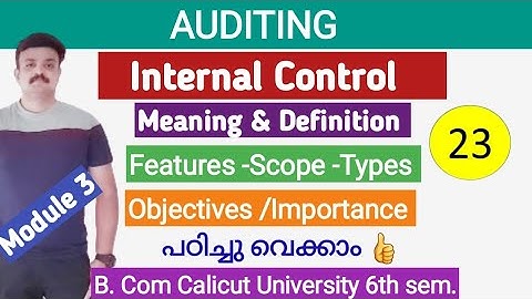 Internal Control/Meaning & Definition/Features/Scope/Importance/Types/Auditing