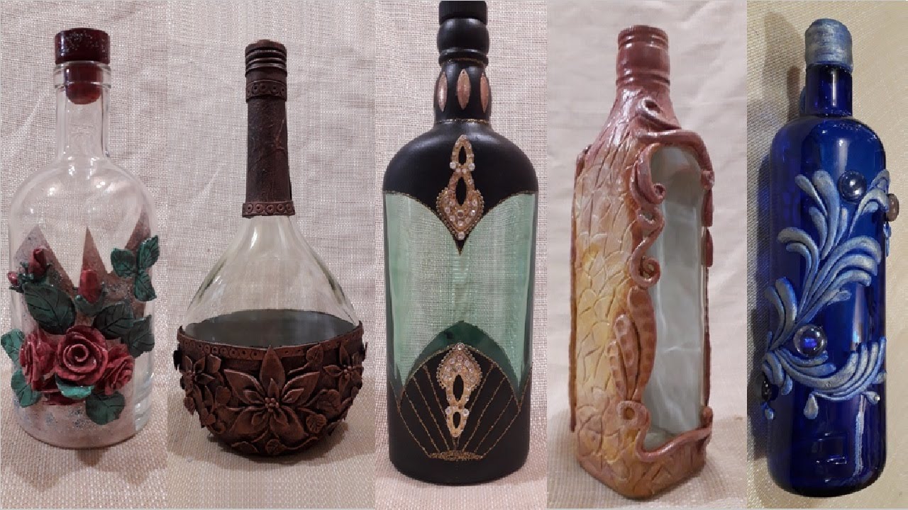 5 IDEIAS DE DECORAÇÃO DE GARRAFAS/ARTE EM GARRAFAS / Artesanato para garrafas de vidro @lucibuzo