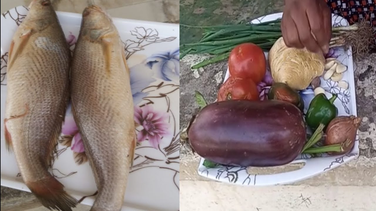elubu ya mbisi ya capitain na aubergine /poisson aux aubergines