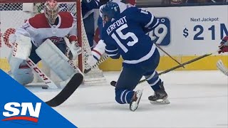 Alexander Kerfoot Scores First With Maple Leafs After Trevor Moore Steal Puck