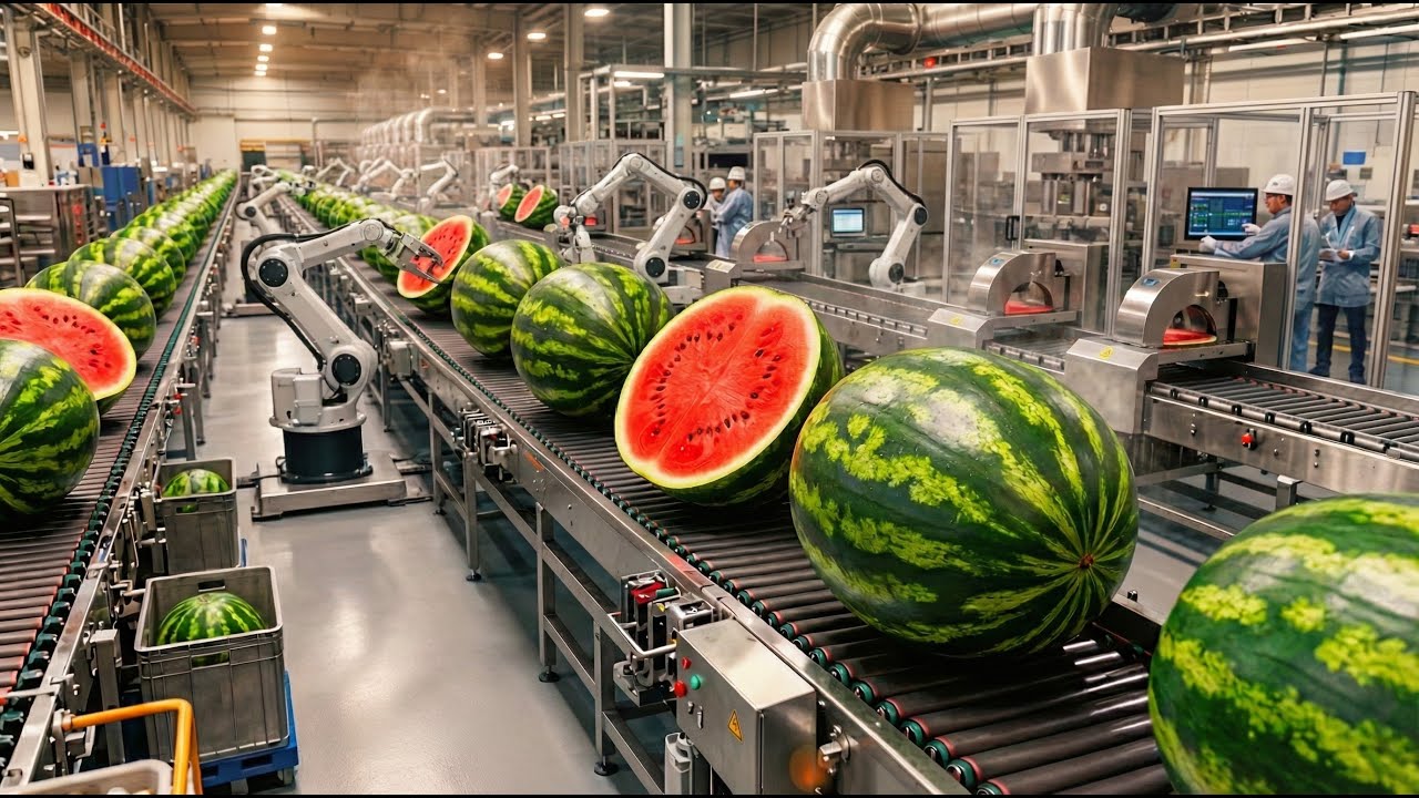 Inside a Modern Watermelon Factory From Grown Watermelons To Premium ...