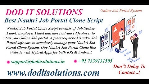 Readymade Naukri Job Portal Clone System - DOD IT SOLUTIONS