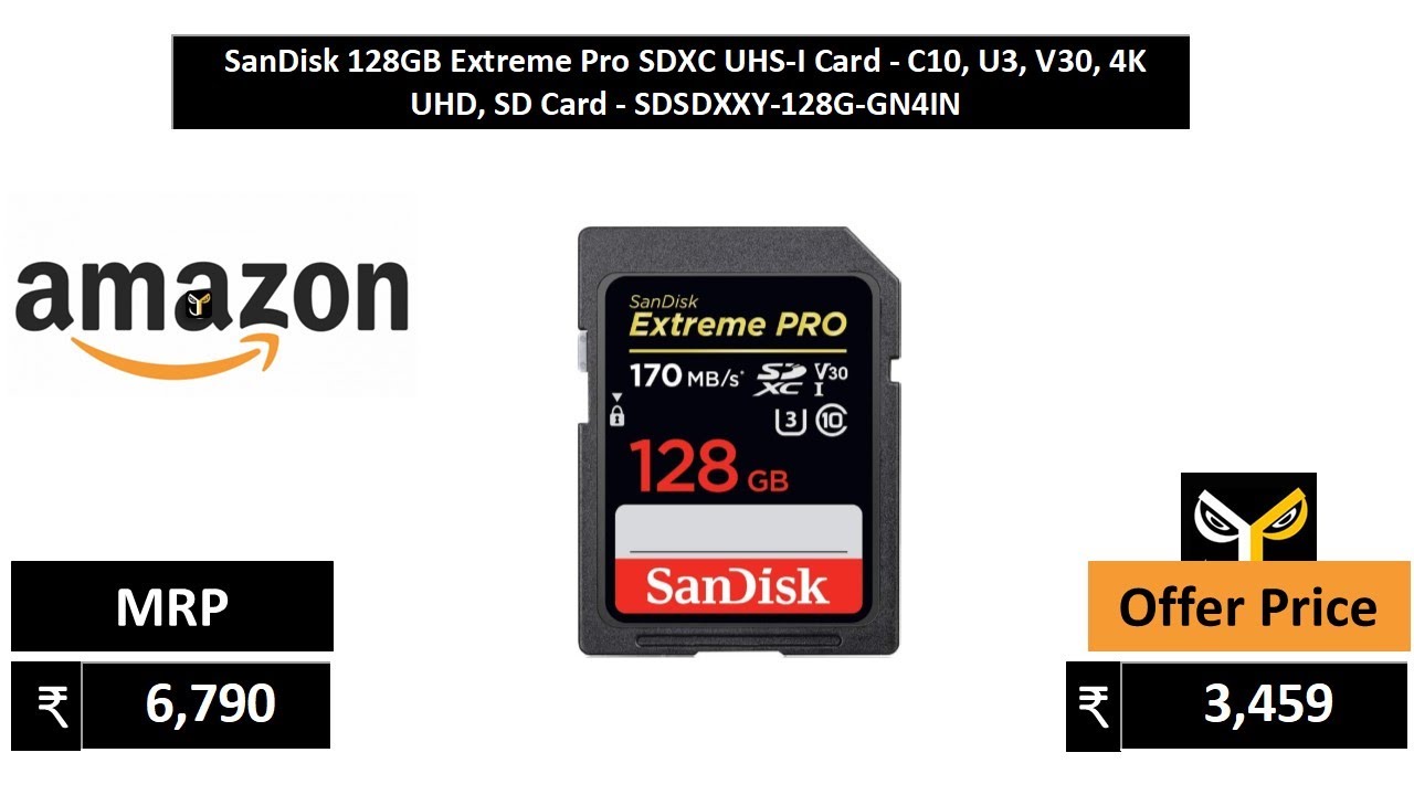 SanDisk 128GB Extreme PRO SDXC UHS-I Card - C10, U3, V30, 4K UHD, SD Card -  SDSDXXY-128G-GN4IN