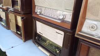 SHORT VIDEO OF HUGE LOT OF LARGE VINTAGE GERMAN TUBE RADIOS & CONSOLES FOR SALE