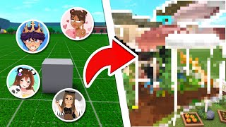 4 BLOXBURG YOUTUBERS Make a Build WITHOUT Communicating?!