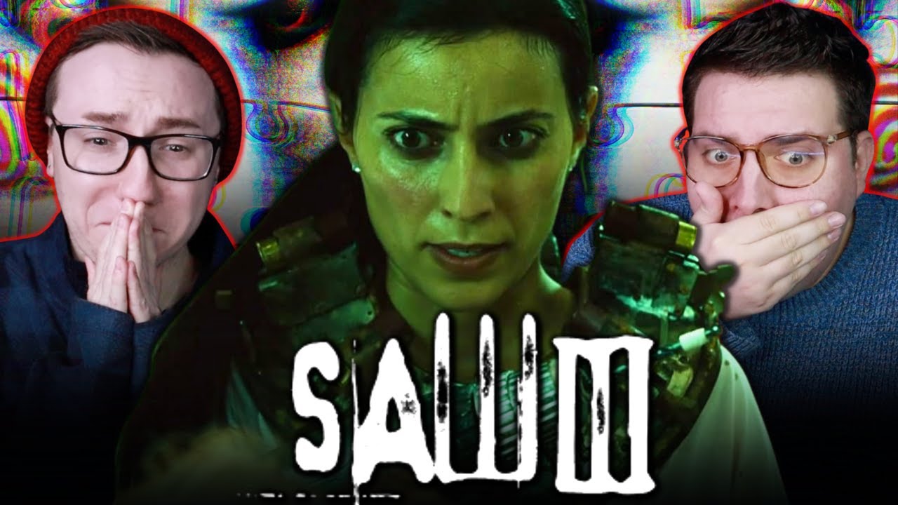 WATCHING SAW III WITHOUT COVERING OUR EYES! *REACTION* (WE FAILED)
