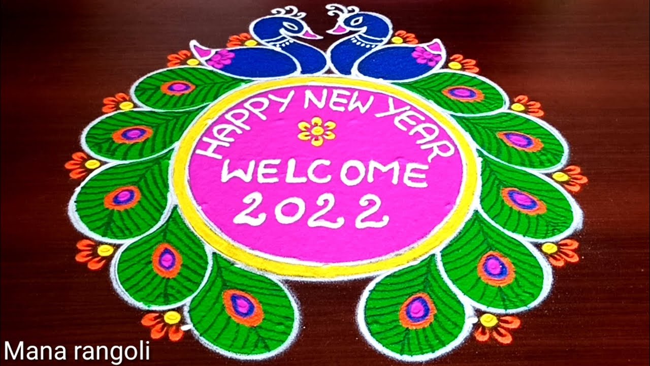 New Year Special Peacock Rangoli Designs 7dots/New year kolam ...