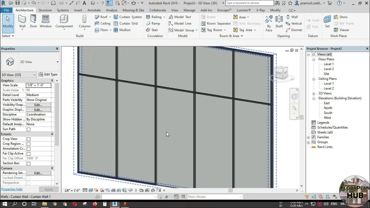 How To Change Curtain wall material In Revit. YouTube