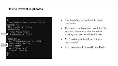 Reducing duplicate items at Plaid