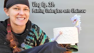 Painting Underglaze onto Dragon Sculpture "Chainsaw" | Mayco Fundamentals | Ceramic Artwork| Ep. 25