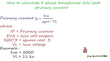 how to calculate three phse transformer full load primary current