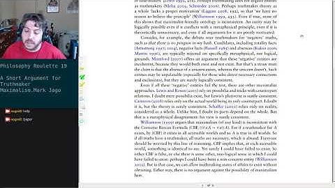 Philosophy Roulette 20 - A short argument for truthmaker maximalism. Mark Jago