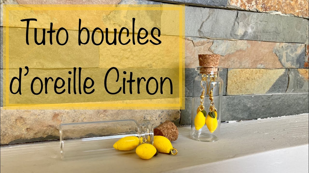 Boucles D'oreilles Mini Macaron Citron En Fimo - Fait Main, Dormeuses - Neuves