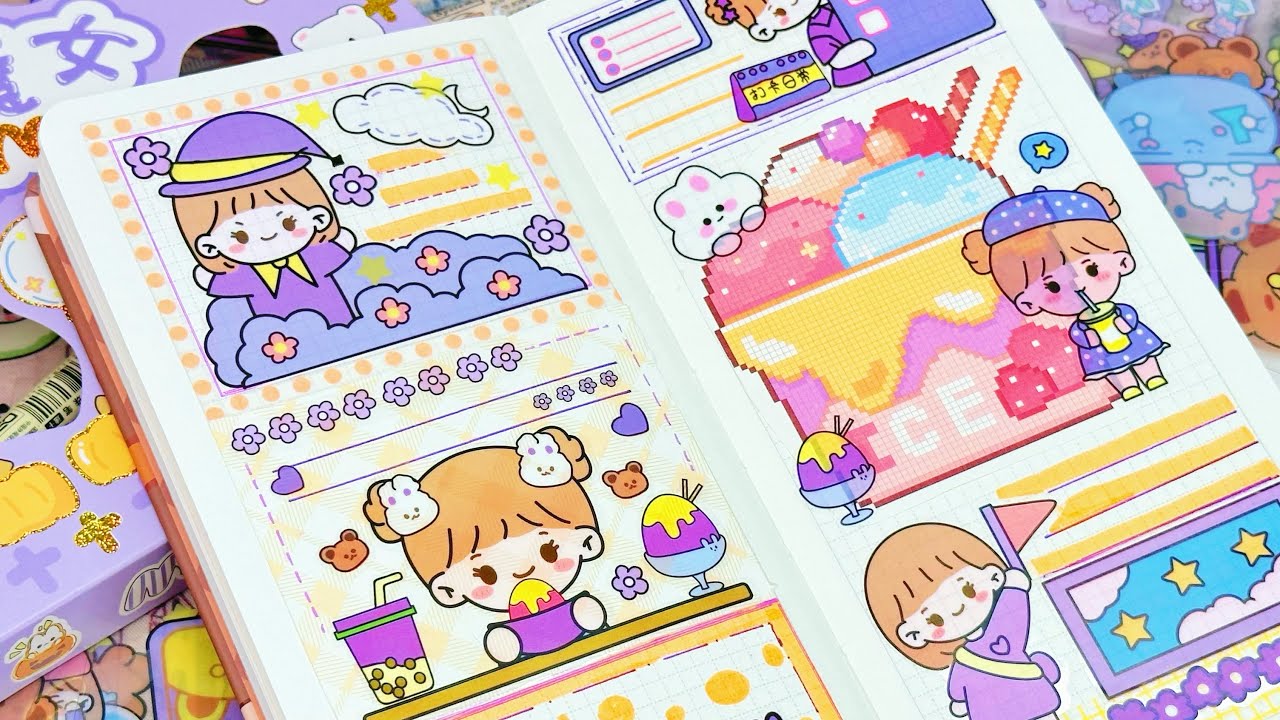 stickers journaling 💕cute kawaii sticker🌈 Immersive ASMR bullet journal