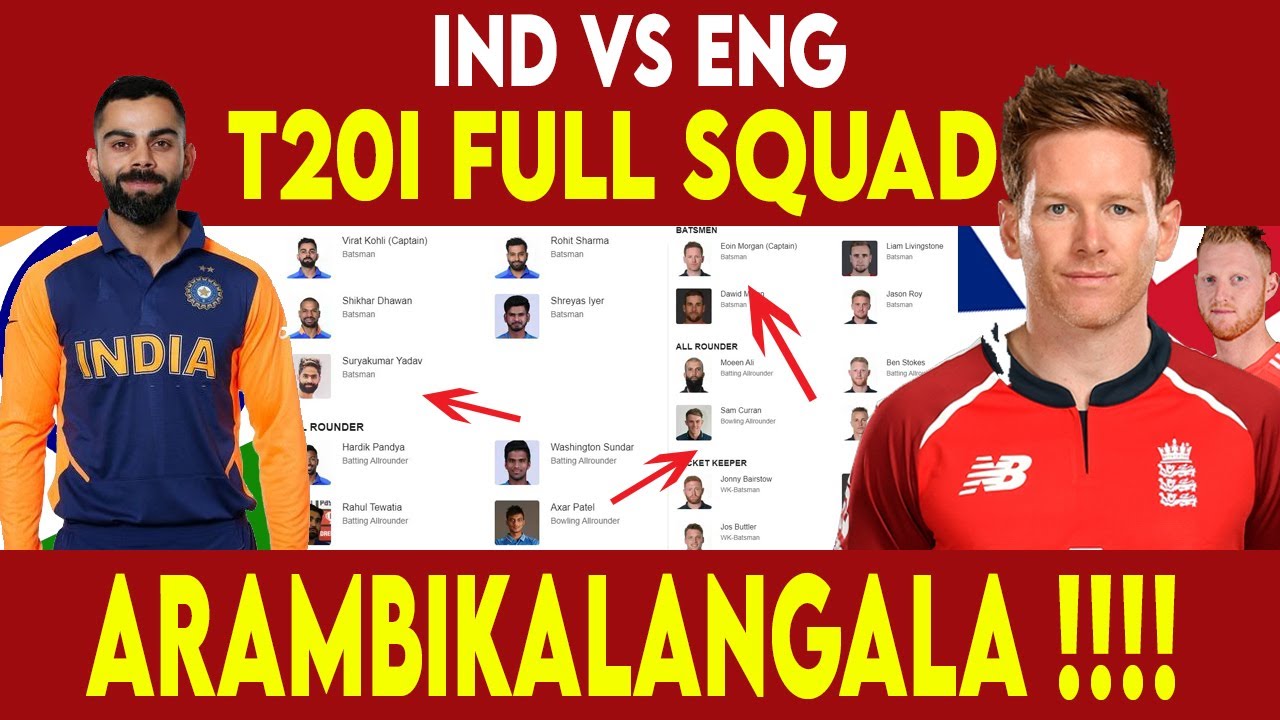 England Full Squad - India Vs Eng T20 | #Nettv4u - YouTube