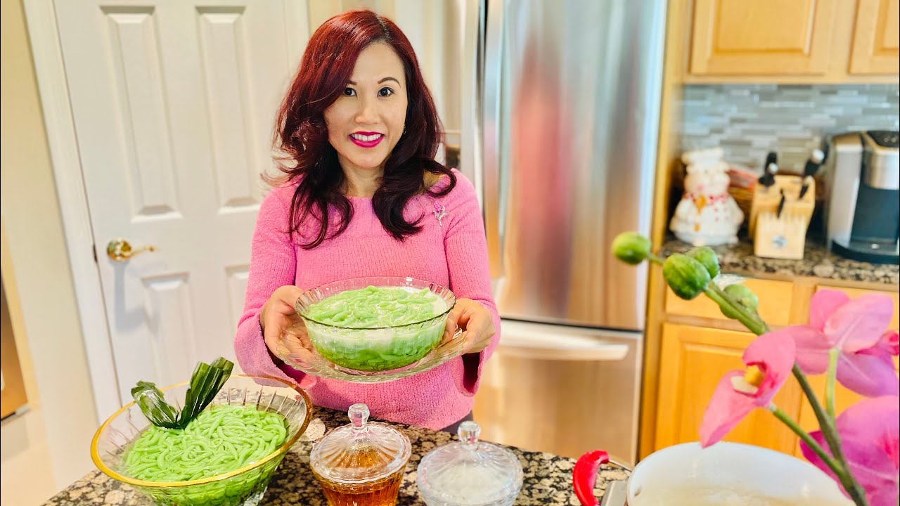 Khmer Nom Lort Pandan Dessert | Laos Nam Vahn Khao Lod Chong | Pandan Cendol  | Thai Kanom Lod Chong