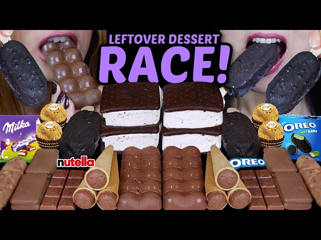 ASMR LEFTOVER DESSERT RACE! AERO BUBBLY CHOCOLATE, MILKA, MINT OREO ICE CREAM FERRERO ROCHER 먹방 class=