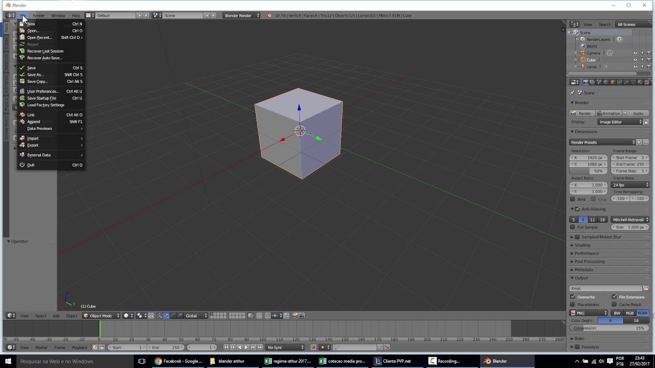Tutorial rápido Blender, comandos de navegação, orbit, pan, zoom