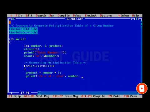 C Program to Generate Multiplication Table of a Given Number/Loop (for, while, do-while)//akt guide