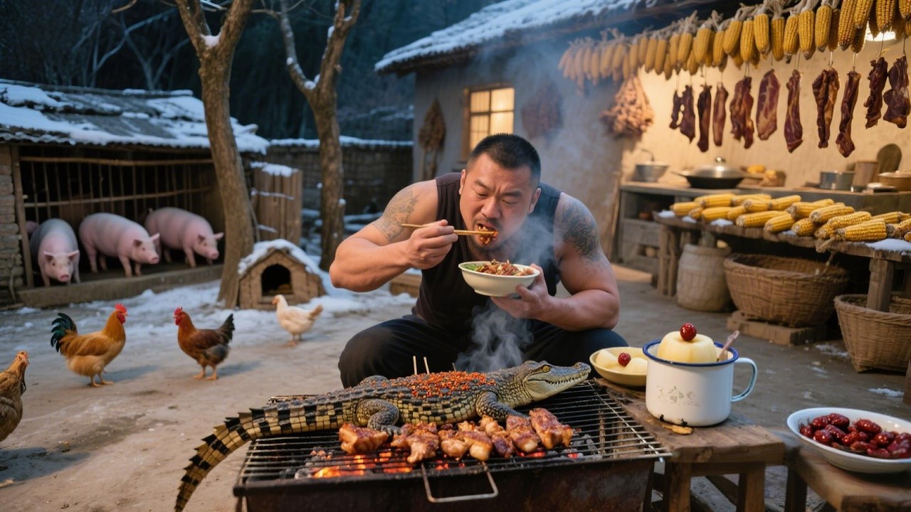 鳄鱼肉在烤架上滋滋作响，隔壁灶上炖着冰糖雪梨，锅碗瓢盆里装下的，是从不设限的人间体验。【孤独的美食咖】