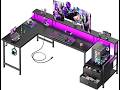 Korfile 66'' L Shaped Gaming Desk with Drawers and Storage Shelves, Reversible Corner Desk