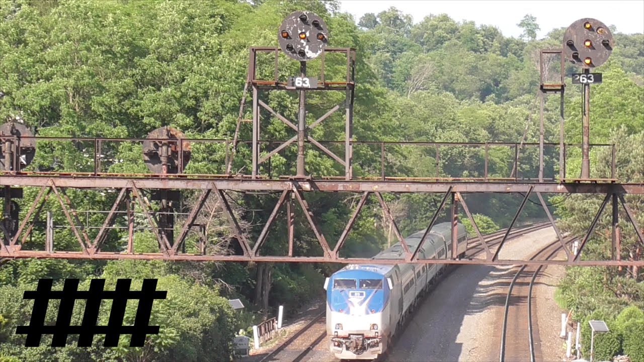 Amtrak Genesis P42DC 89 at Summerhill, PA with PRR Signal Bridge PT
