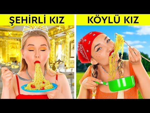 ZENGİN KIZ — FAKİR KIZ || 10 000$’lık Makarna Yedik! Pahalı Ve Ucuz 123 GO! FOOD