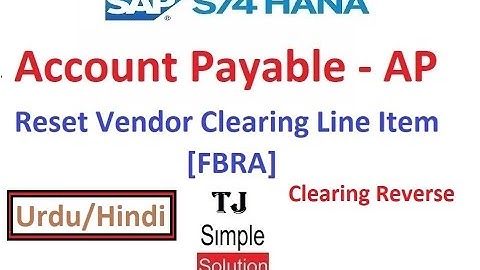 SAP-FI-AP-05 - Reset Vendor Clearing Line Item in SAP S/4HANA [FBRA] - Hindi/Urdu