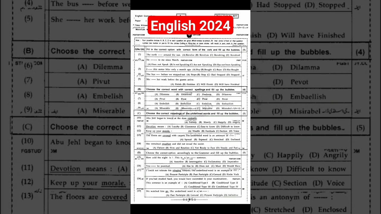 9th class English guess paper 2024/class 9th guess paper 2024/English guess 9th 2024