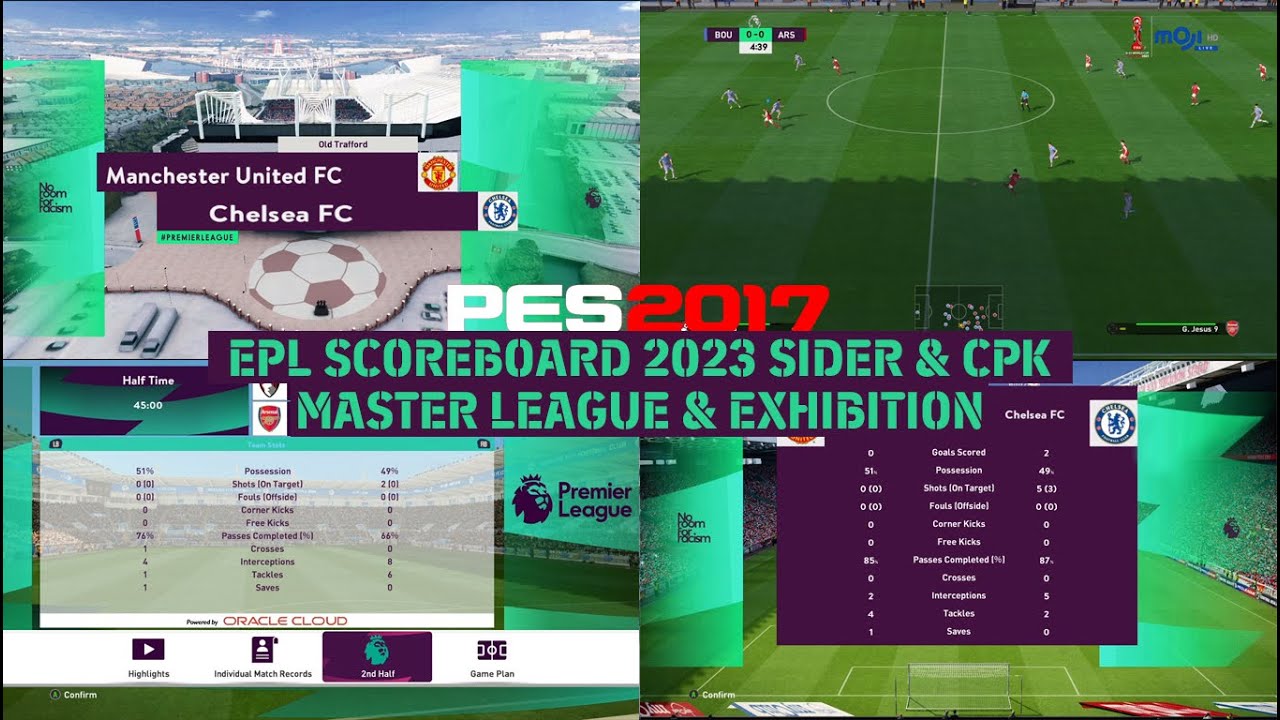 PES 2017 NEW EPL SCOREBOARD 2023 FOR MASTER LEAGUE & EXHIBITION MATCH