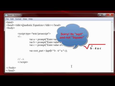 Find Roots of Quadratic Equation Using JavaScript