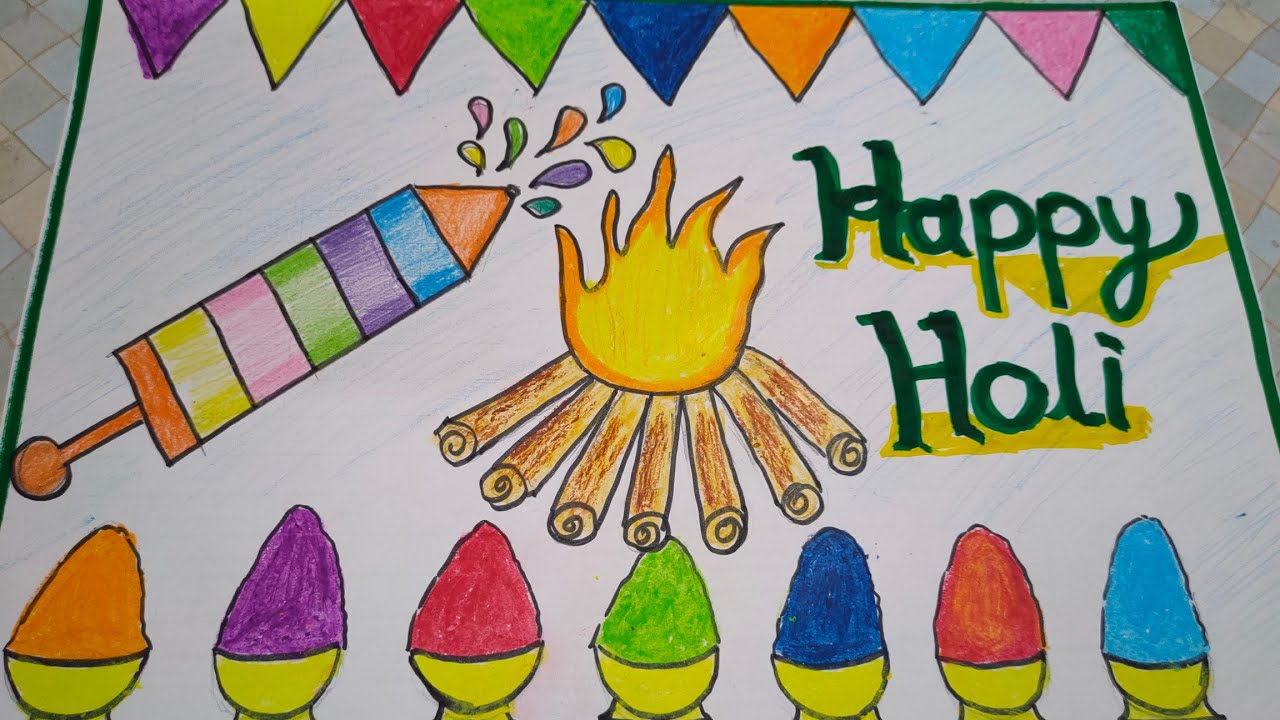 holi festival easy drawing/holi drawing/how to draw holi drawing ...