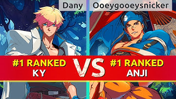 GGST ▰ Dany (#1 Ranked Ky) vs Ooeygooeysnicker (#1 Ranked Anji). High Level Gameplay