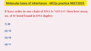 Molecular Basis of Inheritance- MCQs Part 3 | most important | NEET2025 | #NEETDailyPractice