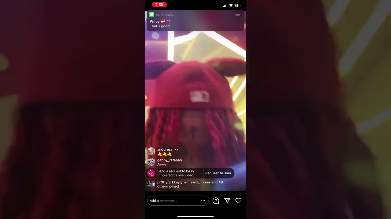Trippie Redd smoking weed on Instagram live