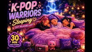 🌙 K-Pop Warriors Sleeping by a Magical Waterfall ✨ Relaxing Cozy Loop for Sleep & Chill 💖